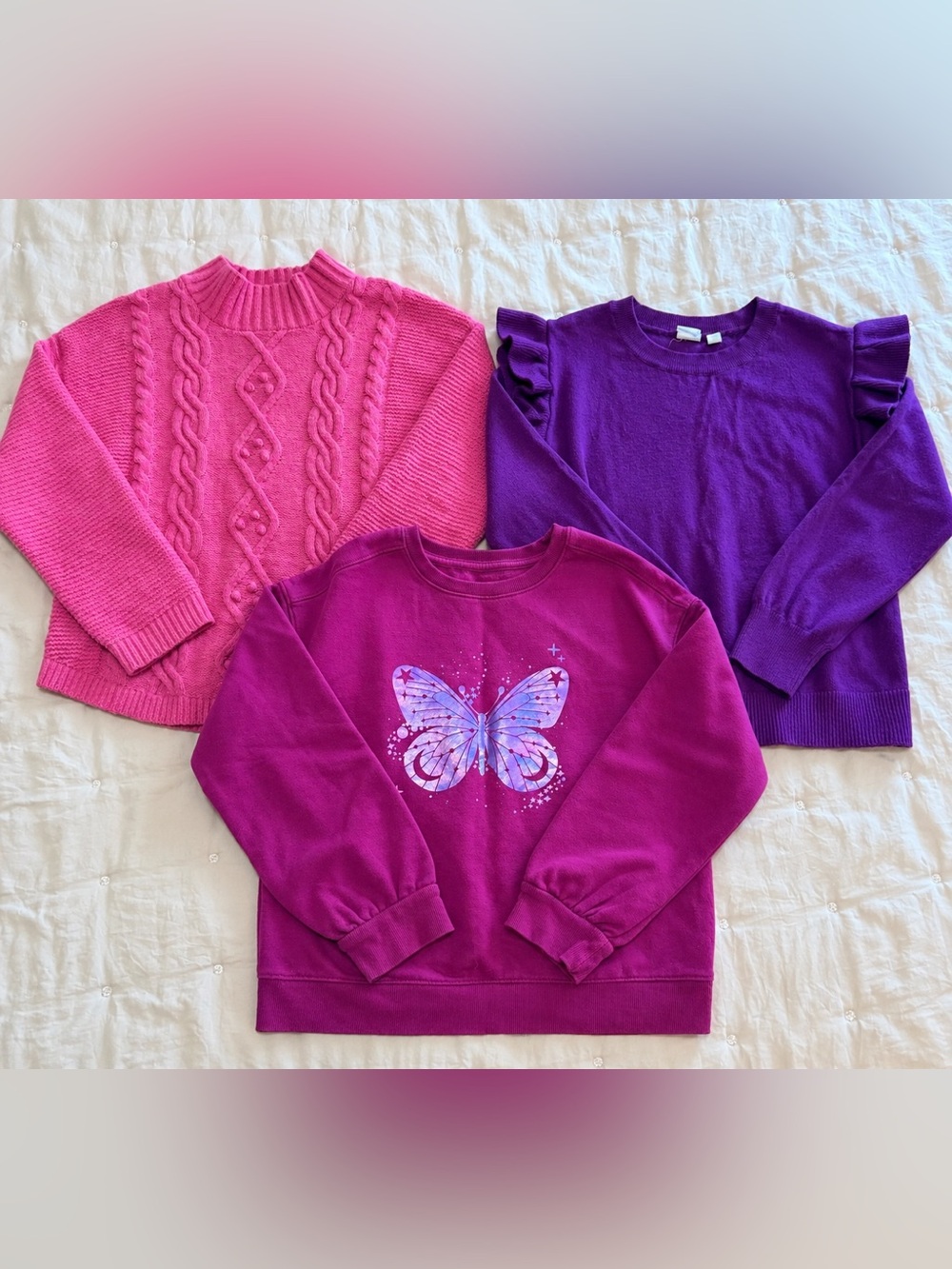 🩷Bundle of 3 Girls Sweaters & Sweatshirt💜 Cat & Jack and GAP Kids 🎀